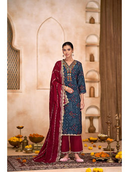 BulBul - Shehnaaz Navy Kurta And Pant With Dupatta