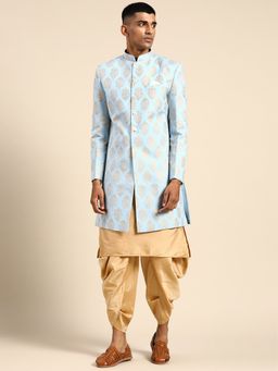 KISAH - Mens Blue Sherwani Kurta Dhoti (Set of 3)