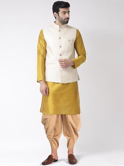 KISAH - Men Cream Nehru Jacket Dhoti Kurta (Set of 3)