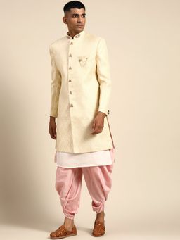 KISAH - Mens Off White Sherwani Dhoti Kurta (Set of 3)