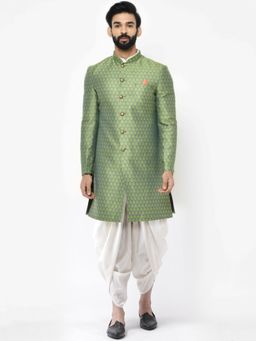 KISAH - Mens Green Sherwani Dhoti Kurta (Set of 3)