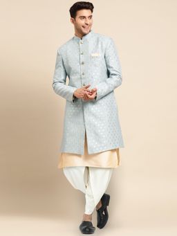 KISAH - Mens Blue Sherwani Dhoti Kurta (Set of 3)