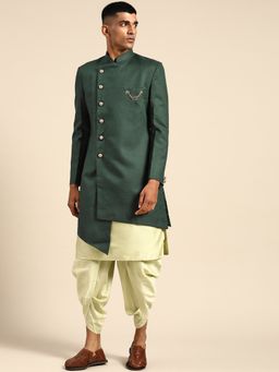 KISAH - Mens Green Sherwani Dhoti Kurta (Set of 3)