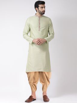 KISAH - Men Green Kurta Dhoti (Set of 2)
