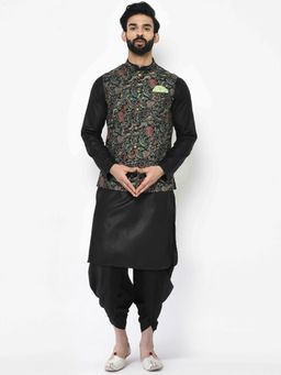 KISAH - Men Multi Color Printed Nehru Jacket Dhoti Kurta