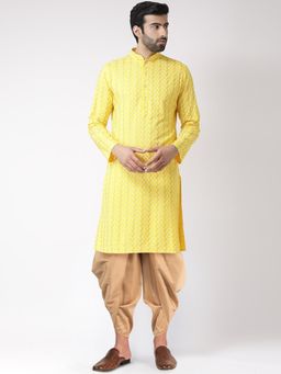 KISAH - Men Yellow Kurta Dhoti (Set of 2)