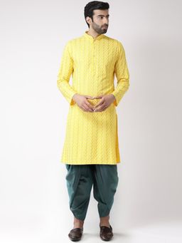 KISAH - Men Yellow Kurta Dhoti (Set of 2)