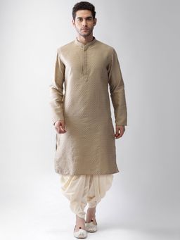 KISAH - Men Beige Kurta Dhoti (Set of 2)