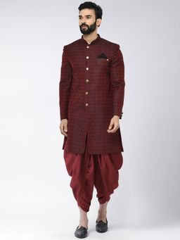 KISAH - Mens Maroon Sherwani Dhoti (Set of 2)