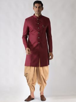 KISAH - Mens Maroon Sherwani Dhoti (Set of 2)