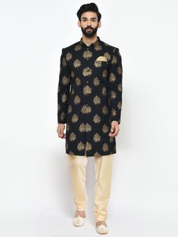 KISAH - Mens Black Sherwani Churidar (Set of 2)