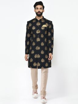 KISAH - Mens Black Sherwani Churidar (Set of 2)