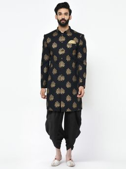 KISAH - Mens Black Sherwani Dhoti (Set of 2)