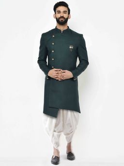 KISAH - Mens Green Sherwani Dhoti (Set of 2)