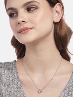 Carlton London - Silver Plated With Cz Heart Fancy Necklace For Women