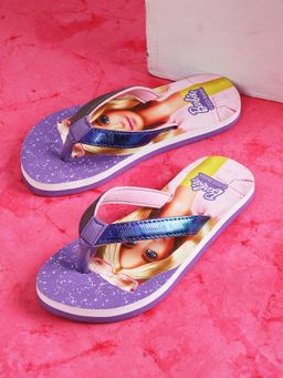Kidsville - Barbie Printed Purple Flipflops for Girls