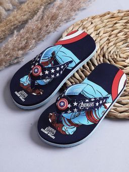 Kidsville - Captain America Printed Navy Blue Flipflops for Boys
