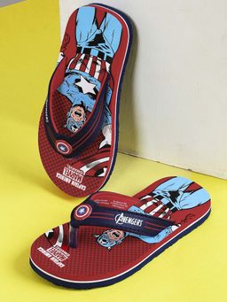 Kidsville - Captain America Printed Red Flipflops for Boys