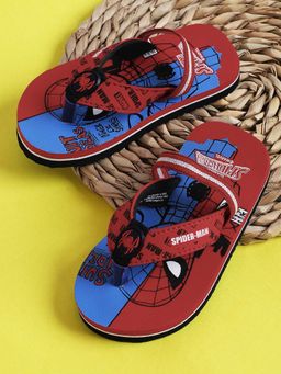 Kidsville - Spiderman Printed Red Flipflops with Strap for Boys