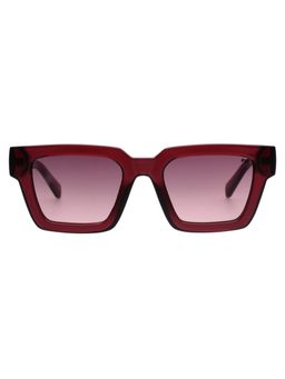 French Connection - Unisex UV Protected Rectangle Pink Lens Smoke Sunglasses (50)