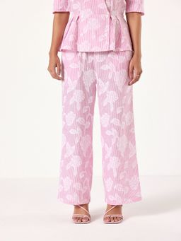Muvazo - Pink Floral Printed Pant