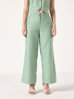 Muvazo - Green Tartan-Twist Checks Pant