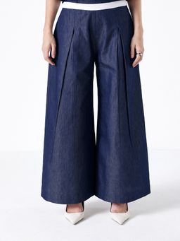 Muvazo - Blue Eleva Solid Denim Pant