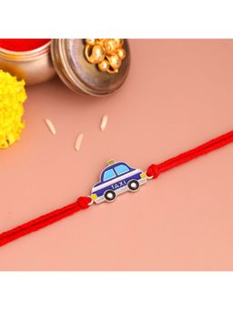 KuberBox - 925 Sterling Silver Kiddo Taxi Silver Rakhi