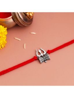 KuberBox - 925 Sterling Silver Trishul-Damru Silver Rakhi