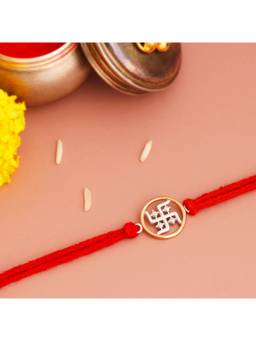 KuberBox - Swastik 925 Sterling Silver Rakhi