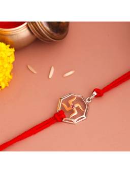 KuberBox - Swastika 925 Sterling Silver Rakhi cum Pendant