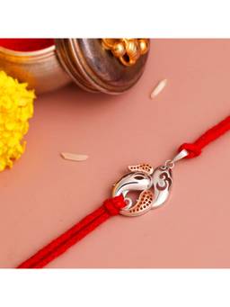 KuberBox - Gaja-Om 925 Sterling Silver Rakhi cum Pendant
