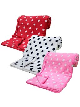 BRANDONN - New Born Baby Hooded Wearable Dots Printed Multipurpose Blanket-Multi-Color (Pack of 3)