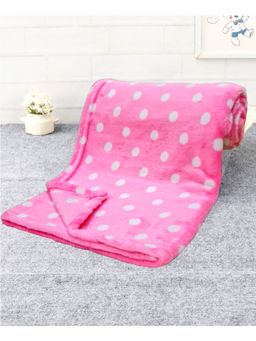 BRANDONN - New Born Baby Hooded Wearable Dots Printed Multipurpose Blanket-Pink