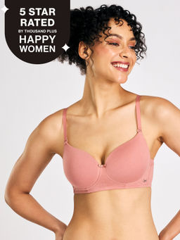Nykd by Nykaa - Breathe Cotton All Day Comfort Padded Non Wired T-Shirt Bra NYB198 D. Rose
