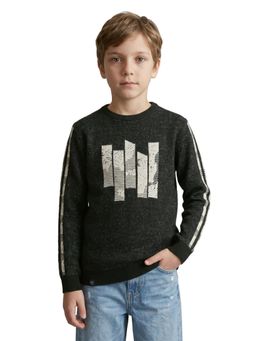 Monte Carlo - Boys Olive Regular Fit Round Neck Jacquard Sweater