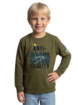 Monte Carlo - Boys Olive Regular Fit Round Neck Printed Summer Sweatshirt
