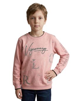 Monte Carlo - Boys Peach Regular Fit Round Neck Printed Sweatshirt