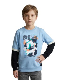 Monte Carlo - Boys Blue Regular Fit Round Neck Printed Sweatshirt