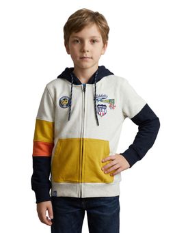 Monte Carlo - Boys White Regular Fit Hooded Printed Jacket