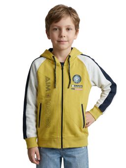 Monte Carlo - Boys Yellow Regular Fit Hooded Printed Jacket