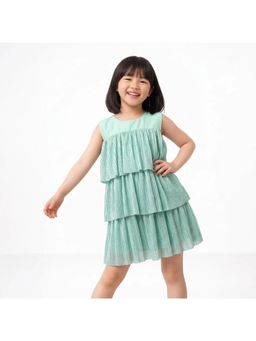 Tommore - Sea Green Tiered Shimmer Dress