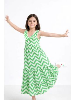 Tommore - Green Chevron Breeze Maxi Dress
