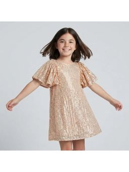 Tommore - Gold Sequin Ruffle Dress