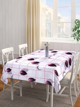 ARRABI - Off White Leaf Cotton Blend 8 Seater Table Cover