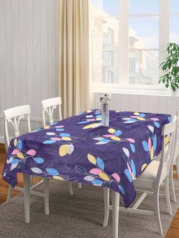 ARRABI - Purple Leaf Cotton Blend 6 Seater Table Cover