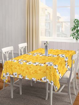 ARRABI - Yellow Floral Cotton Blend 6 Seater Table Cover