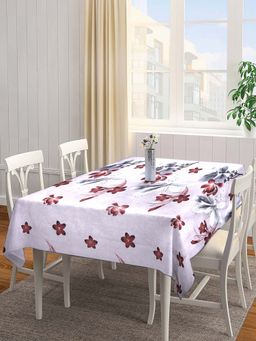 ARRABI - Brown Floral Cotton Blend 6 Seater Table Cover
