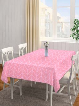 ARRABI - Pink Stripes Cotton Blend 8 Seater Table Cover