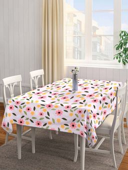 ARRABI - Pink Floral Cotton Blend 8 Seater Table Cover